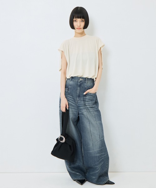 TOGA PULLA（トーガ　プルラ）の「【TOGA PULLA/トーガプルラ】High twist smooth jersey tops/ハイツイストスムースジャージートップス（シャツ/ブラウス・レディース・ホワイト/ブラック・36）」の12枚目の写真