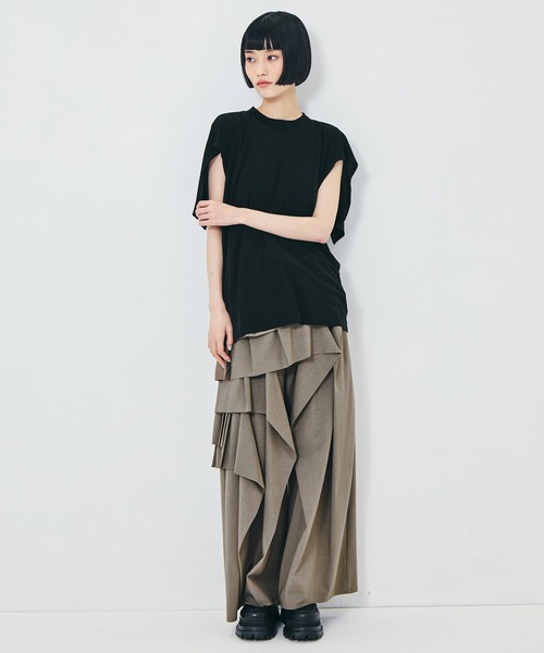TOGA PULLA（トーガ　プルラ）の「【TOGA PULLA/トーガプルラ】High twist smooth jersey tops/ハイツイストスムースジャージートップス（シャツ/ブラウス・レディース・ホワイト/ブラック・36）」の14枚目の写真