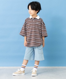 and D. petit main | マルチボーダービッグシルエット半袖ラガーシャツ(その他トップス)