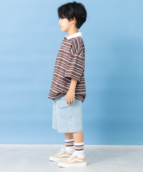 and D. petit main(アンドディープティマイン)の「マルチボーダービッグシルエット半袖ラガーシャツ(その他トップス・キッズ・ブラック/ホワイト/ブラウン・140cm/120cm/100cm/130cm/110cm)」の12枚目の写真