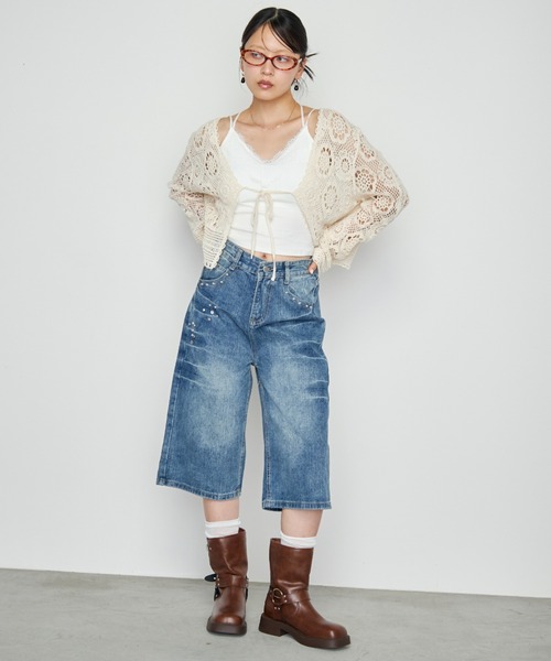 Haze Reverie（ヘイズレヴァリー）の「スタッズハーフデニムパンツ（デニムパンツ・レディース・ブルー・MEDIUM/LARGE）」の6枚目の写真