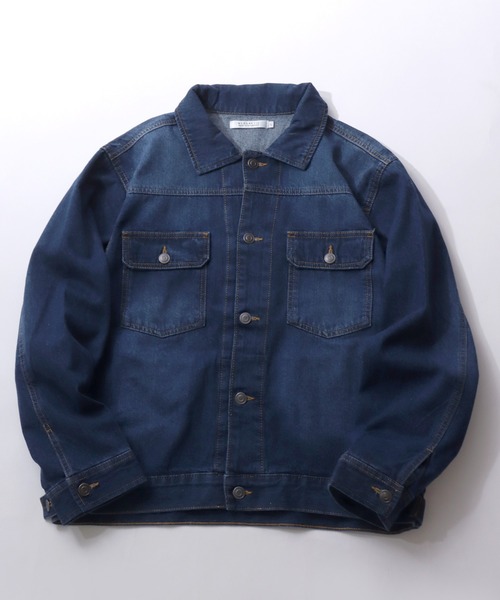 SITRY(シトリー)の「Denim Jacket/ヴィンテージライク デニムジャケット G-ジャン(デニムジャケット・メンズ・ライトグレー/ライトブルー/ネイビー/ブラック・M/L/LL)」の4枚目の写真