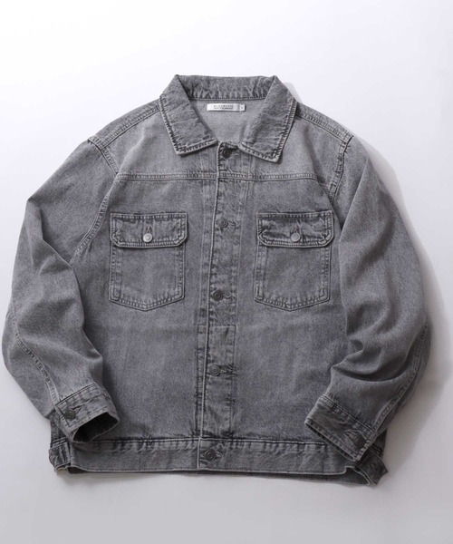 SITRY(シトリー)の「Denim Jacket/ヴィンテージライク デニムジャケット G-ジャン(デニムジャケット・メンズ・ライトグレー/ライトブルー/ネイビー/ブラック・M/L/LL)」の2枚目の写真