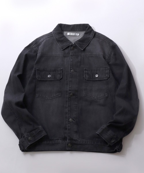 SITRY(シトリー)の「Denim Jacket/ヴィンテージライク デニムジャケット G-ジャン(デニムジャケット・メンズ・ライトグレー/ライトブルー/ネイビー/ブラック・M/L/LL)」の1枚目の写真