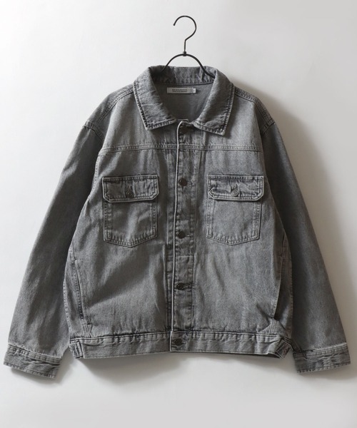 SITRY(シトリー)の「Denim Jacket/ヴィンテージライク デニムジャケット G-ジャン(デニムジャケット・メンズ・ライトグレー/ライトブルー/ネイビー/ブラック・M/L/LL)」の6枚目の写真