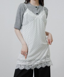 【SG】シアー ドット レース キャミワンピース ミニワンピース