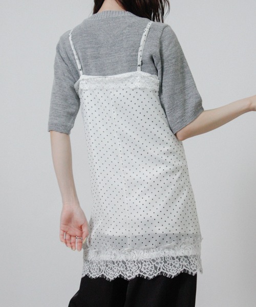 NYLAUS(ナイラス)の「【SG】シアー ドット レース キャミワンピース ミニワンピース(ワンピース・レディース・ブラック/オフホワイト・M)」の6枚目の写真
