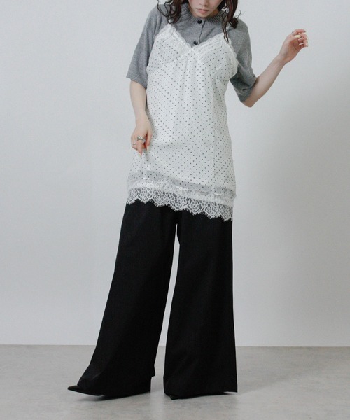 NYLAUS(ナイラス)の「【SG】シアー ドット レース キャミワンピース ミニワンピース(ワンピース・レディース・ブラック/オフホワイト・M)」の7枚目の写真
