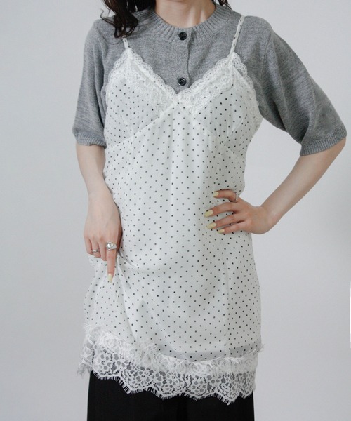 NYLAUS(ナイラス)の「【SG】シアー ドット レース キャミワンピース ミニワンピース(ワンピース・レディース・ブラック/オフホワイト・M)」の9枚目の写真