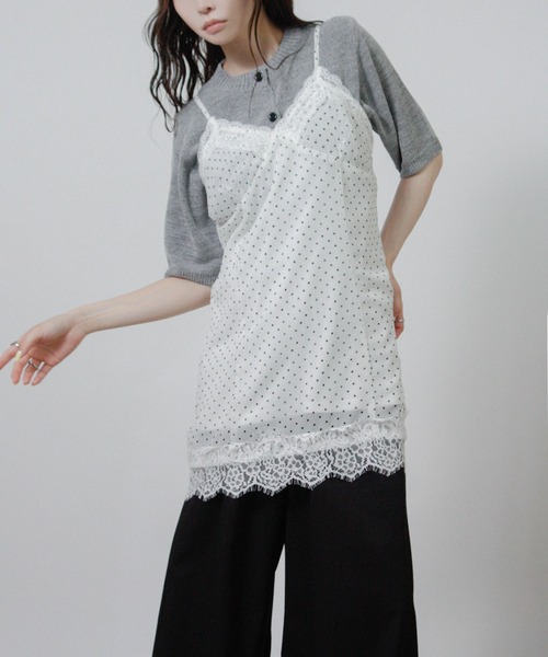 NYLAUS(ナイラス)の「【SG】シアー ドット レース キャミワンピース ミニワンピース(ワンピース・レディース・ブラック/オフホワイト・M)」の10枚目の写真