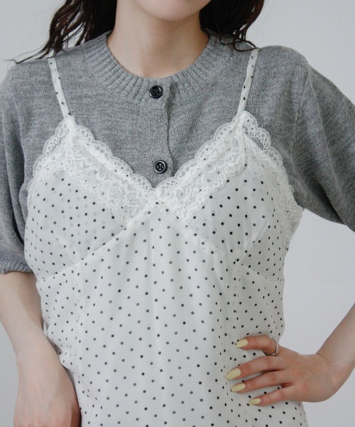 NYLAUS(ナイラス)の「【SG】シアー ドット レース キャミワンピース ミニワンピース(ワンピース・レディース・ブラック/オフホワイト・M)」の11枚目の写真