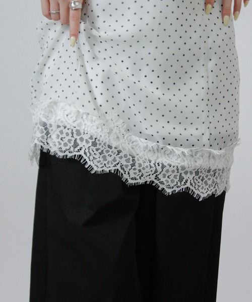 NYLAUS(ナイラス)の「【SG】シアー ドット レース キャミワンピース ミニワンピース(ワンピース・レディース・ブラック/オフホワイト・M)」の12枚目の写真
