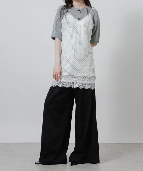 NYLAUS(ナイラス)の「【SG】シアー ドット レース キャミワンピース ミニワンピース(ワンピース・レディース・ブラック/オフホワイト・M)」の13枚目の写真