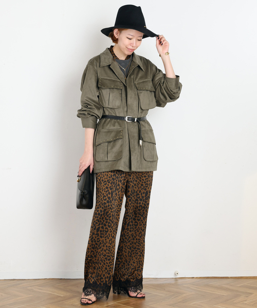 ARCHIVE STANCE(アーカイブスタンス)の「【ARCHIVE STANCE/アーカイブスタンス】lace hem leopard pants(スラックス・レディース・ブラウン・FREE)」の2枚目の写真