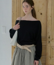 GIUNON | off shoulder sheer long-t / オフショルダーシアーロングT(Tシャツ/カットソー)
