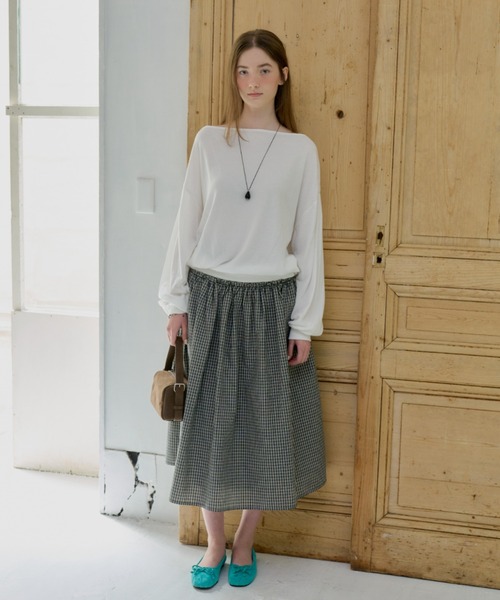 GIUNON(ジウノン)の「off shoulder sheer long-t / オフショルダーシアーロングT(Tシャツ/カットソー・レディース・ホワイト/ブラック・FREE)」の3枚目の写真