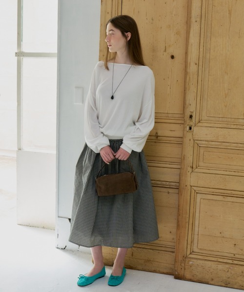 GIUNON(ジウノン)の「off shoulder sheer long-t / オフショルダーシアーロングT(Tシャツ/カットソー・レディース・ホワイト/ブラック・FREE)」の5枚目の写真