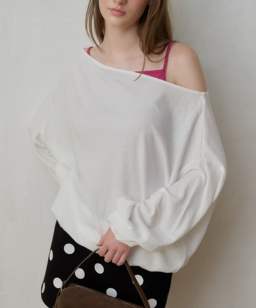 GIUNON(ジウノン)の「off shoulder sheer long-t / オフショルダーシアーロングT(Tシャツ/カットソー・レディース・ホワイト/ブラック・FREE)」の19枚目の写真