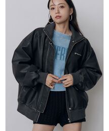 MURUA（ムルーア）の「【セットアップ対応】リブカラーフェイクレザーブルゾン（ブルゾン）」