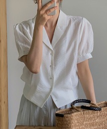 パフスリーブ」に該当するシャツ/ブラウス（オープンカラー