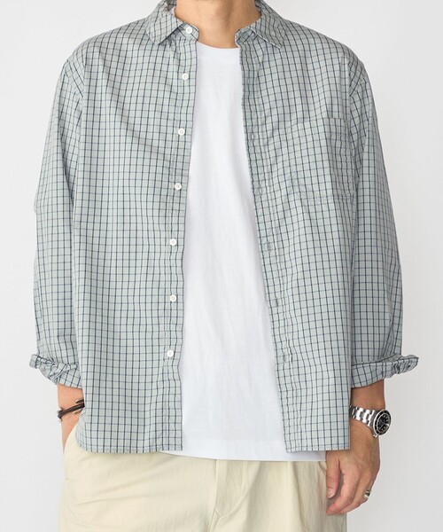 SHIPS(シップス)の「SHIPS:〈MADE IN JAPAN〉レギュラーカラー チェック シャツ(シャツ/ブラウス・メンズ・ネイビー/ブラウン系/ライトグリーン・SMALL/MEDIUM/LARGE/X-LARGE)」の3枚目の写真