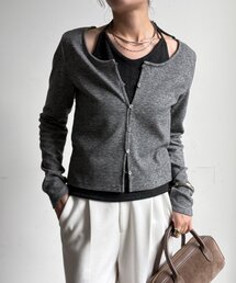 【WEB限定/セット着用可能】カシミアタッチスムースレイヤード風カーディガン