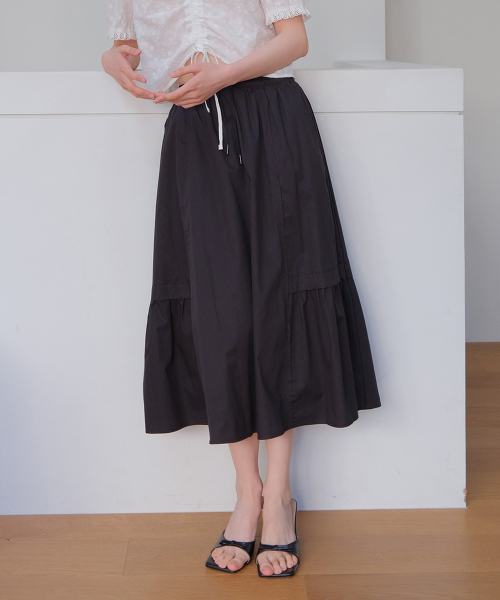 MOUI(モウイ)の「Roa banding maxi skirt (BLACK)(スカート・レディース・その他・FREE)」の1枚目の写真