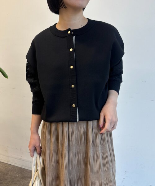 Jena espace merveilleux（ジェナ　エスパスメルヴェイユ）の「袖ビハイメッシュカーディガン（ニット/セーター・レディース・アイボリー/レッド/キャメル/ブラック/グレー・FREE）」の17枚目の写真