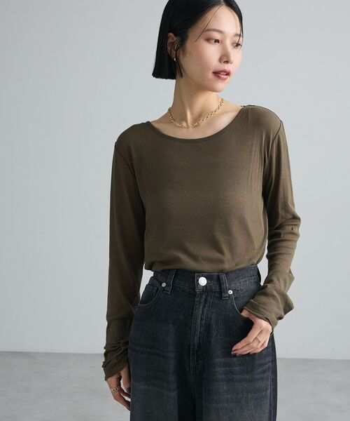 Green Parks(グリーンパークス)の「シアーロンTEE(Tシャツ/カットソー・レディース・ライトグレー/ホワイト系その他2/カーキ/ホワイト/ブラック・FREE)」の6枚目の写真