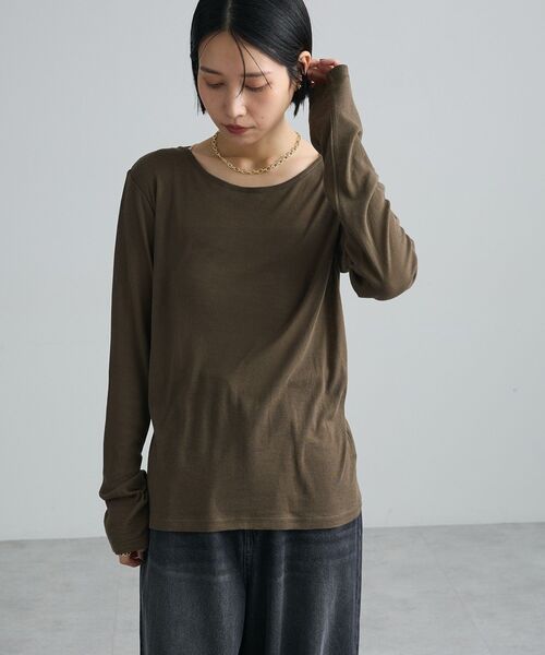Green Parks(グリーンパークス)の「シアーロンTEE(Tシャツ/カットソー・レディース・ライトグレー/ホワイト系その他2/カーキ/ホワイト/ブラック・FREE)」の9枚目の写真