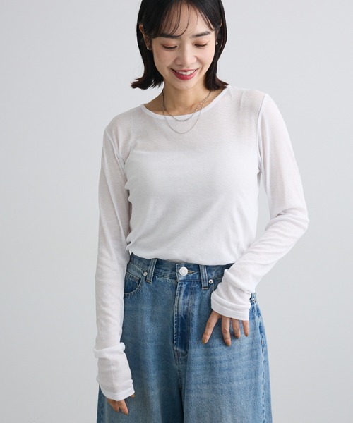 Green Parks(グリーンパークス)の「シアーロンTEE(Tシャツ/カットソー・レディース・ライトグレー/ホワイト系その他2/カーキ/ホワイト/ブラック・FREE)」の1枚目の写真