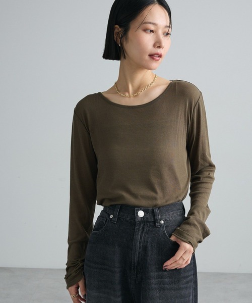 Green Parks(グリーンパークス)の「シアーロンTEE(Tシャツ/カットソー・レディース・ライトグレー/ホワイト系その他2/カーキ/ホワイト/ブラック・FREE)」の5枚目の写真