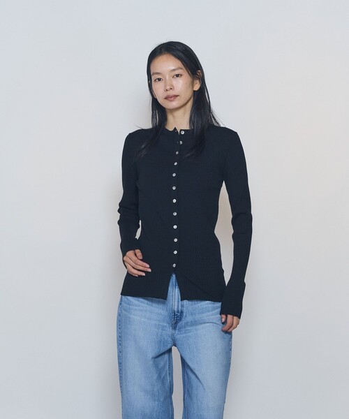1er Arrondissement(プルミエアロンディスモン)の「ワイドリブスキニーカーディガン(カーディガン/ボレロ・レディース・グレー/ブラック・FREE)」の2枚目の写真