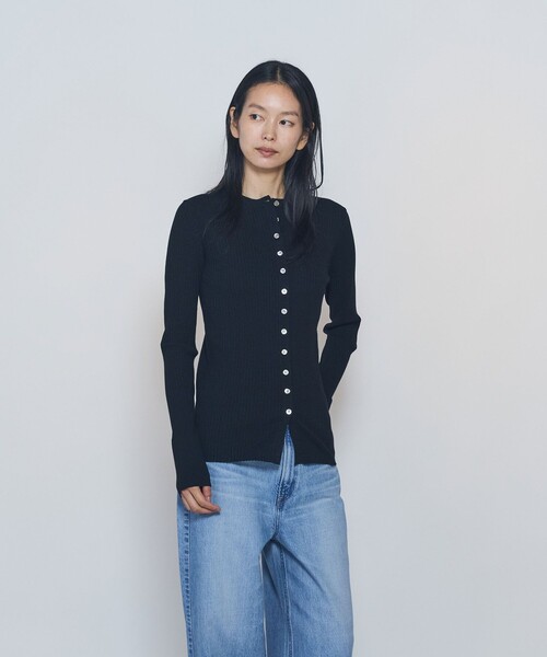 1er Arrondissement(プルミエアロンディスモン)の「ワイドリブスキニーカーディガン(カーディガン/ボレロ・レディース・グレー/ブラック・FREE)」の3枚目の写真
