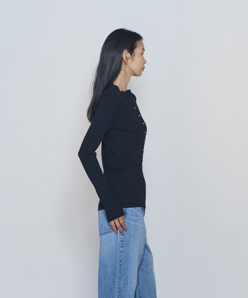 1er Arrondissement(プルミエアロンディスモン)の「ワイドリブスキニーカーディガン(カーディガン/ボレロ・レディース・グレー/ブラック・FREE)」の7枚目の写真