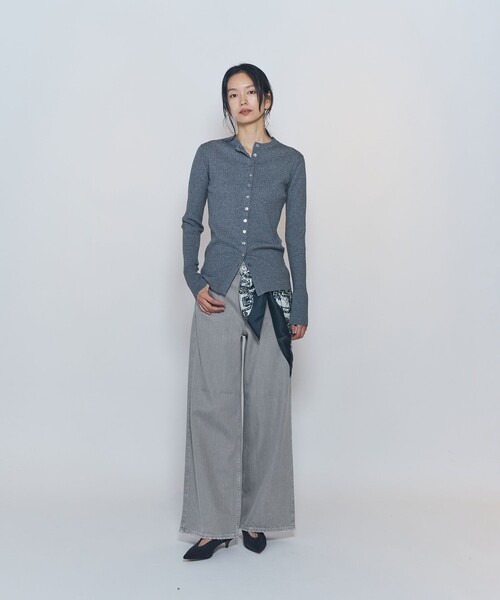 1er Arrondissement(プルミエアロンディスモン)の「ワイドリブスキニーカーディガン(カーディガン/ボレロ・レディース・グレー/ブラック・FREE)」の16枚目の写真