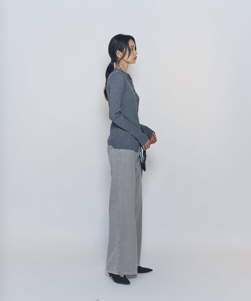 1er Arrondissement(プルミエアロンディスモン)の「ワイドリブスキニーカーディガン(カーディガン/ボレロ・レディース・グレー/ブラック・FREE)」の17枚目の写真
