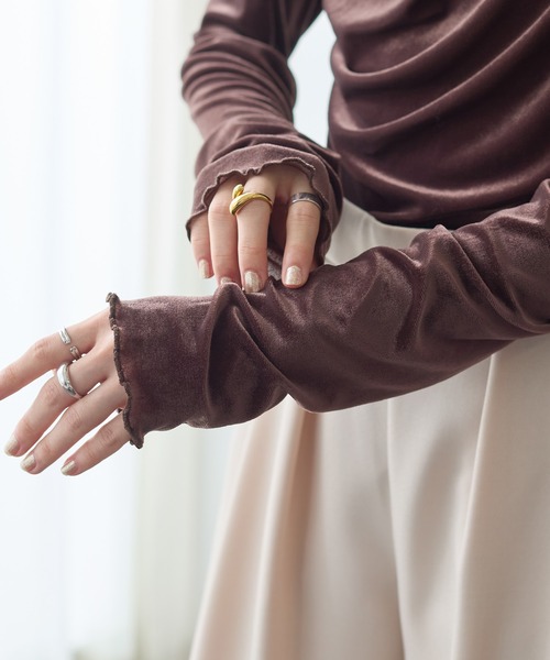 ReDial(リダイアル)の「シアーベロアレース使いトップス(Tシャツ/カットソー・レディース・オフホワイト/グレー/ブラウン/ブラック・3L/LL/L/M)」の14枚目の写真