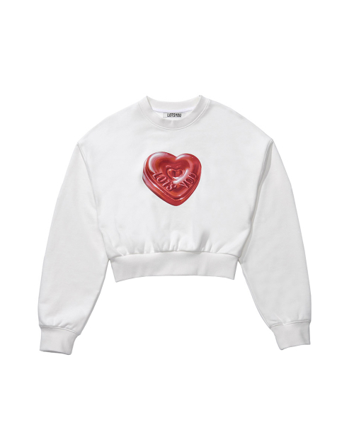 LOTSYOU(ロッツユー)の「LOTSYOU_The Friends Heart Candy Sweat Shirt White(Tシャツ/カットソー・レディース・その他・OS)」の1枚目の写真