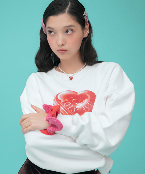 LOTSYOU(ロッツユー)の「LOTSYOU_The Friends Heart Candy Sweat Shirt White(Tシャツ/カットソー・レディース・その他・OS)」の3枚目の写真