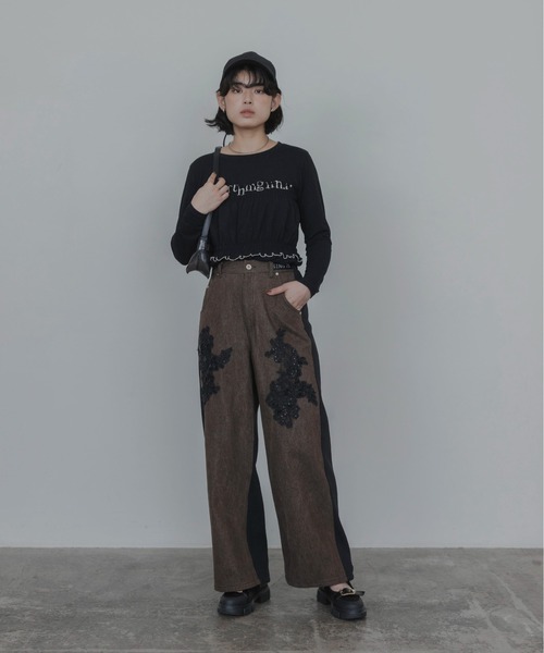 Eimee Law(エイミーロウ)の「ビーズエンブロイダリーデニムパンツ(デニムパンツ・レディース・ブルー/ブラウン/ブラック・MEDIUM)」の9枚目の写真