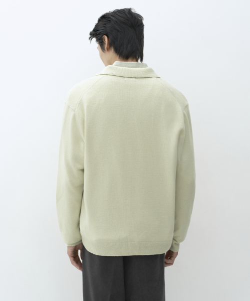 MUSINSA STANDARD（ムシンサスタンダード）の「[ビクトリアウール] スリットネックカラー ニット [ペイルグリーン]（ニット/セーター・メンズ・その他・MEDIUM/LARGE/X-LARGE/2XL）」の5枚目の写真
