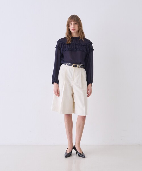 DESIGNWORKS(デザインワークス)の「ジョーゼットシアーフリルブラウス(シャツ/ブラウス・レディース・ネイビー/アイボリー・38)」の9枚目の写真
