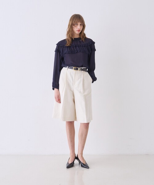 DESIGNWORKS(デザインワークス)の「ジョーゼットシアーフリルブラウス(シャツ/ブラウス・レディース・ネイビー/アイボリー・38)」の10枚目の写真