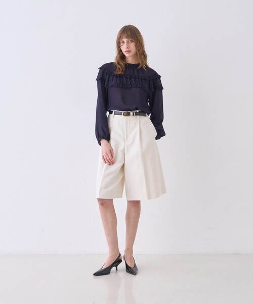 DESIGNWORKS(デザインワークス)の「ジョーゼットシアーフリルブラウス(シャツ/ブラウス・レディース・ネイビー/アイボリー・38)」の11枚目の写真