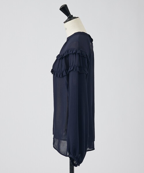 DESIGNWORKS(デザインワークス)の「ジョーゼットシアーフリルブラウス(シャツ/ブラウス・レディース・ネイビー/アイボリー・38)」の22枚目の写真