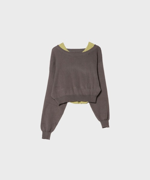 UNSTOA（アンストア）の「Wool Ensemble Knit with Charms 秋服 冬服（ニット/セーター・レディース・イエロー/ライトブラウン・FREE）」の2枚目の写真