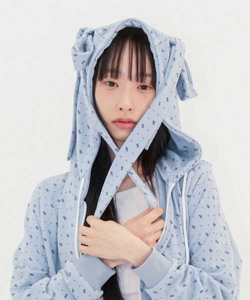 FANYOUNG(ファンヤング)の「リボン付きジップアップフーディ ブルー(パーカー・レディース・その他・FREE)」の1枚目の写真
