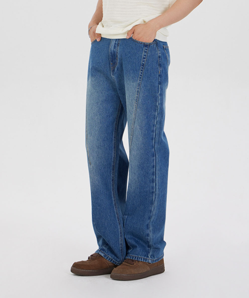 MAKEITTO（メイキット）の「セミワイドダートデニムパンツ_ブルー（デニムパンツ・メンズ・その他・SMALL/MEDIUM/LARGE/X-LARGE）」の2枚目の写真