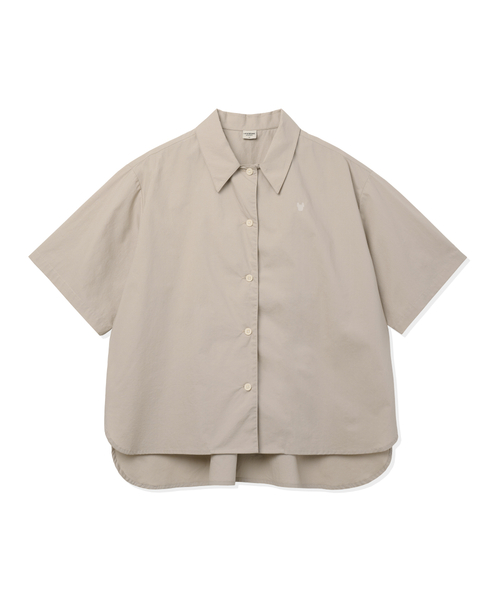 LIFE WORK(ライフワーク)の「レディース スリットミニマル半袖シャツ(Tシャツ/カットソー・レディース・ブラック/ベージュ・SMALL/MEDIUM)」の1枚目の写真